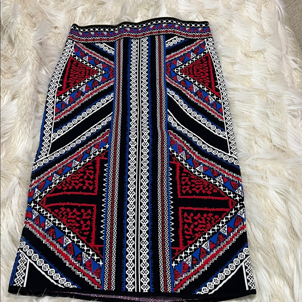 BCBGMaxAzria Multicolor Geometric Pencil Skirt